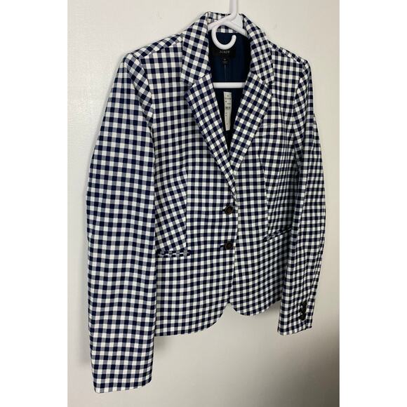 NEW Women J. Crew Gingham 2-button check plaid blazer sport jacket coat, M - Picture 2 of 5